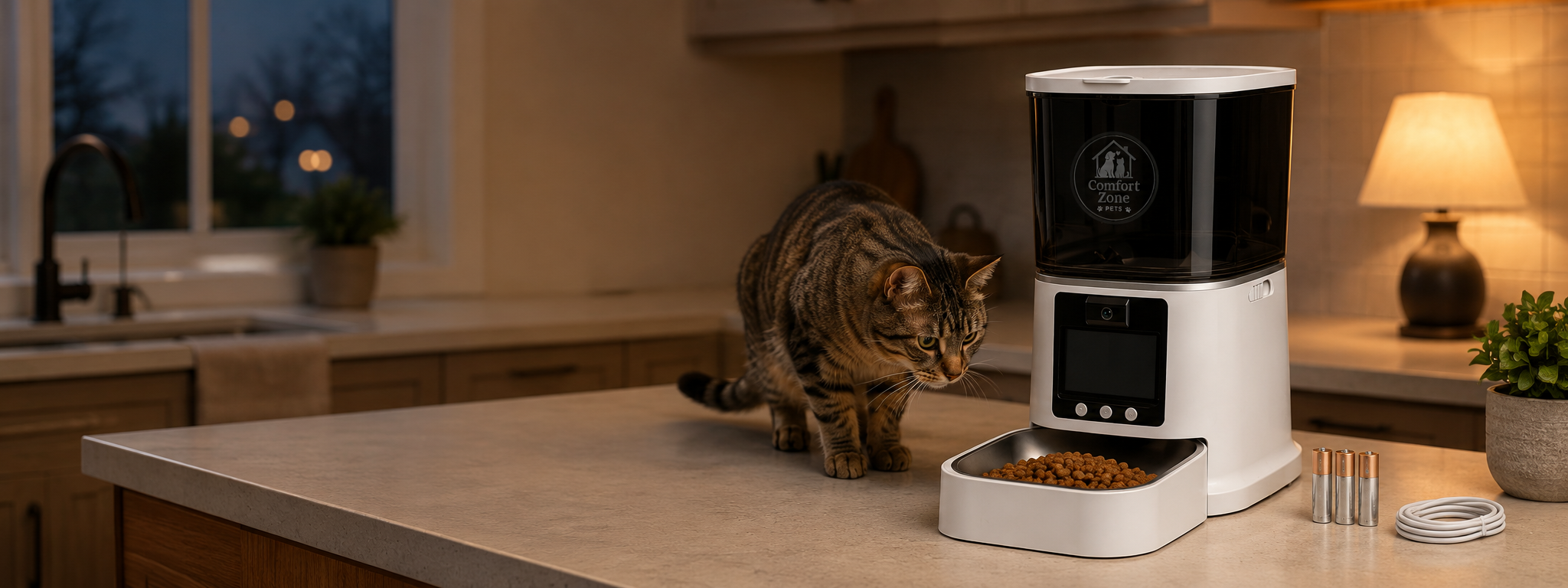 Comfort Zone Pets automatic feeder in a safe, connected home feeding routine