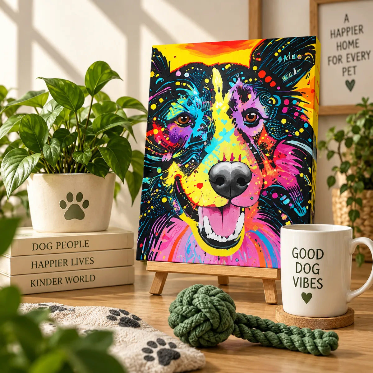 Comfort Zone Pets gift ideas for dog lovers featuring colorful pet artwork and accessories for a happier pet home.