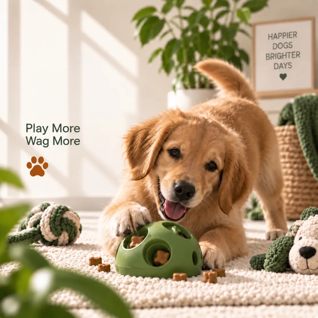 Comfort Zone Pets dog puzzle toys and enrichment activities encouraging play, engagement, and mental exercise.