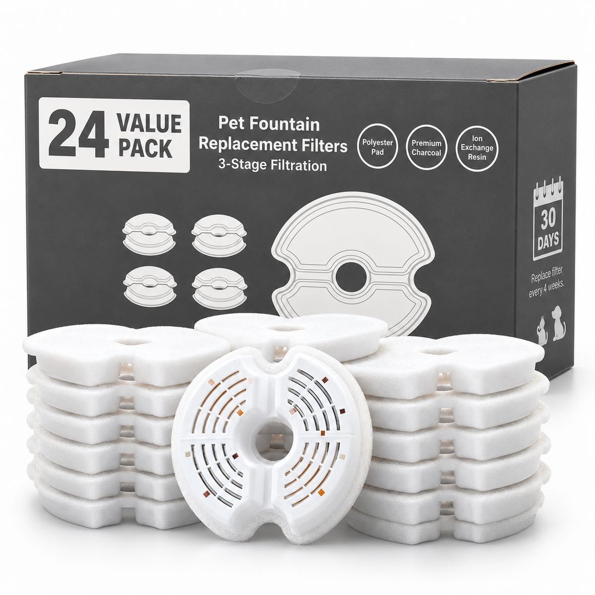 3-Stage Cat Water Fountain Replacement Filters