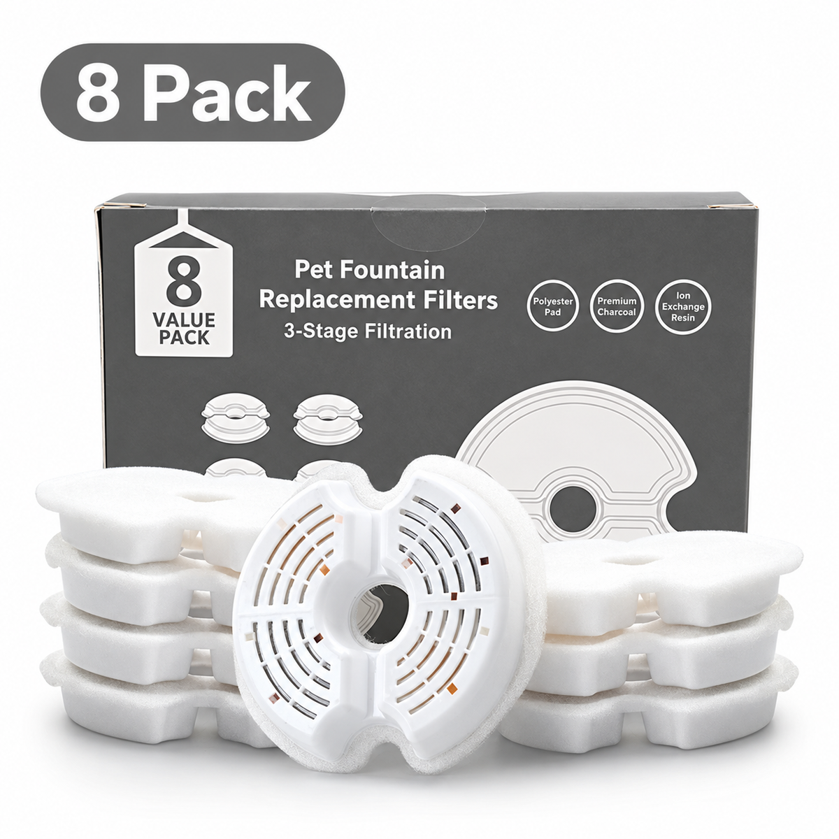 3-Stage Cat Water Fountain Replacement Filters