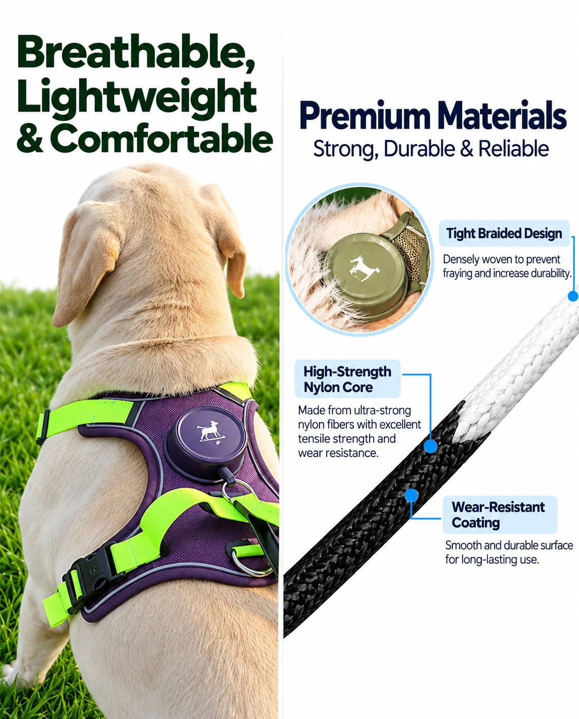 Retractable Dog Leash Harness | All-in-One & Reflective
