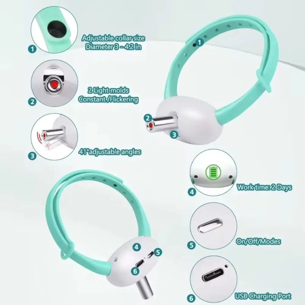 Interactive LED Cat Laser Collar | Rechargeable Light-Up Cat Toy for Indoor Cats