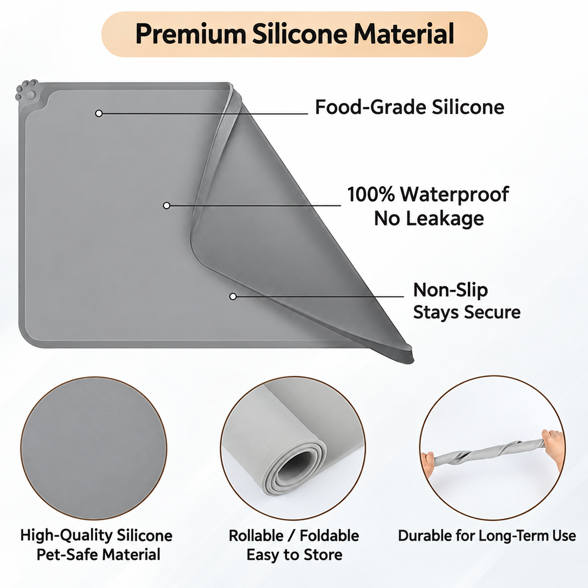 Waterproof Silicone Cat Water Fountain Mat