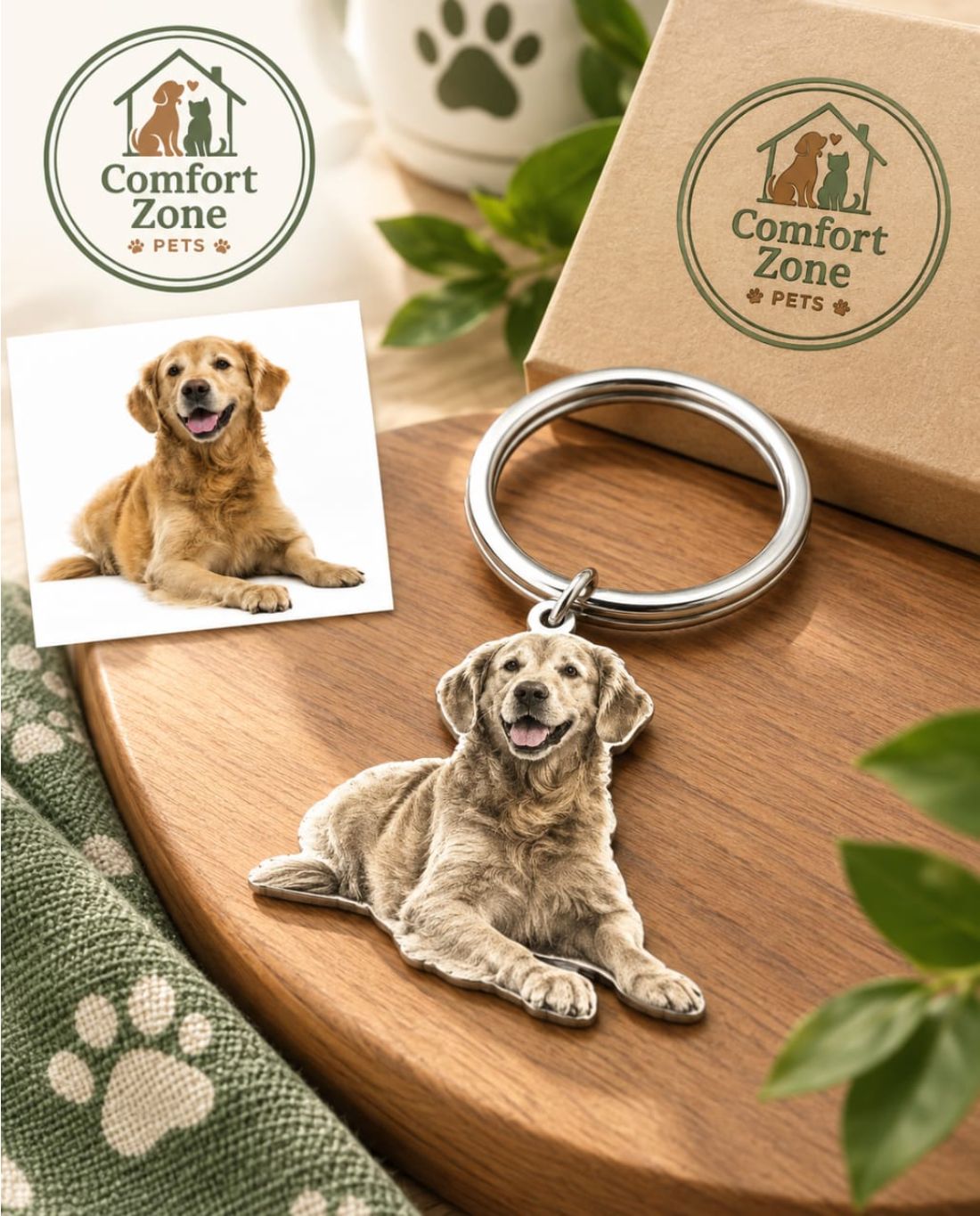 Custom Dog Photo Keychain Personalized Pet Memorial Gift, Engraved Pet Portrait Keychain Keepsake for Dog Lovers and Pet Owners