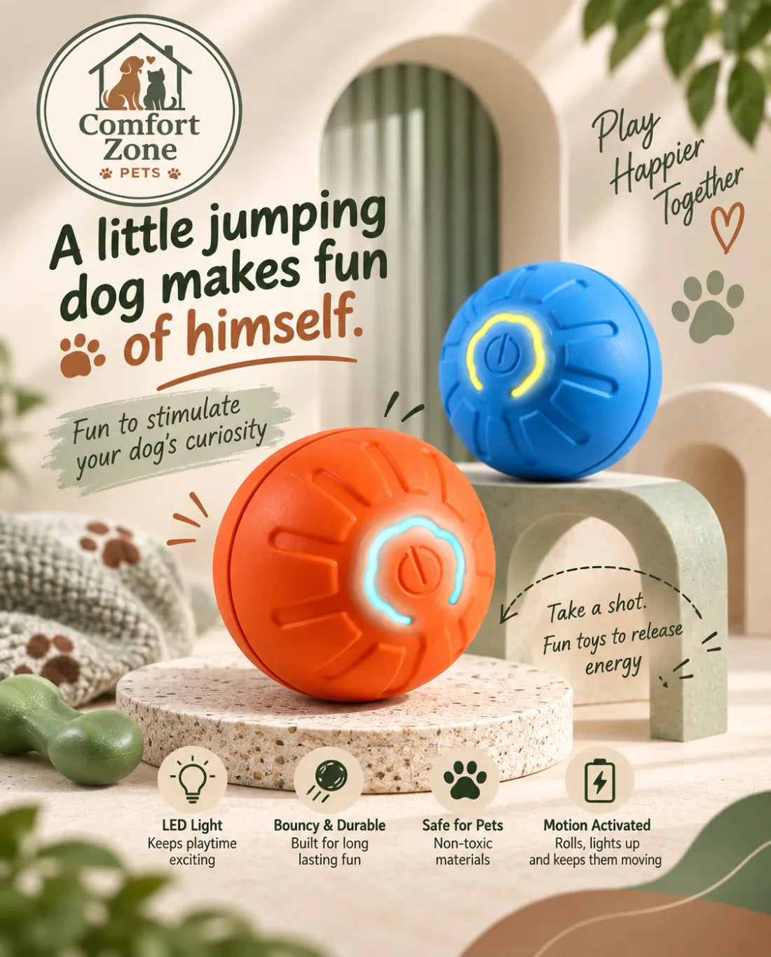 Interactive Gravity Jump Ball Toy for Dogs - Automatic Bouncing Play Toy