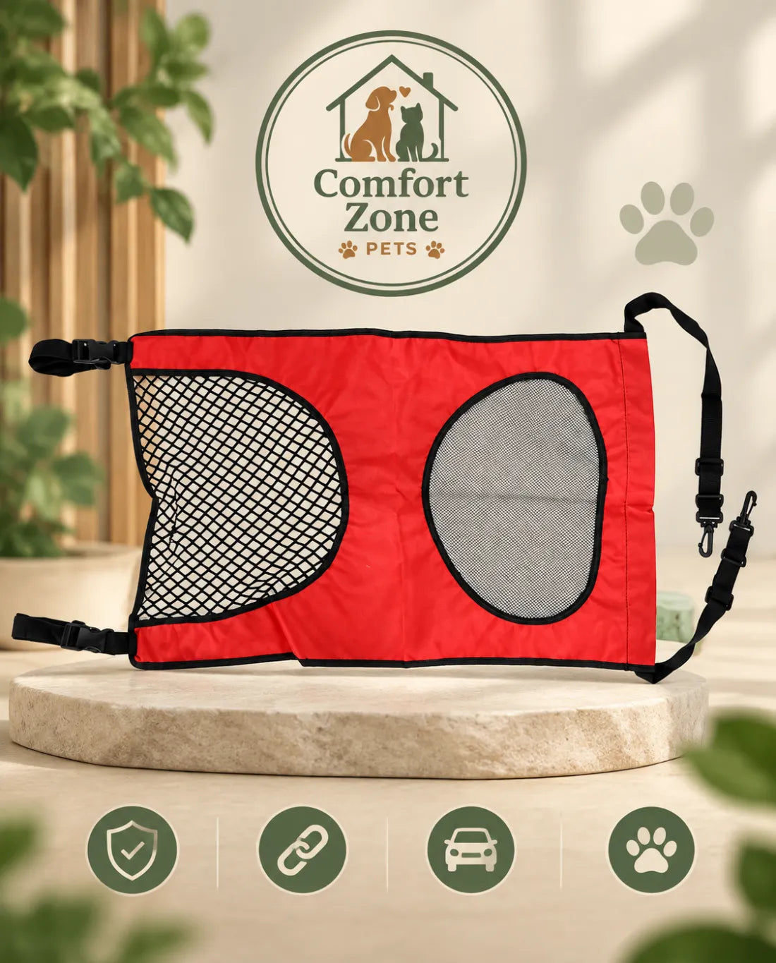 red mesh dog car barrier with safety divider design for keeping pets secure in vehicles