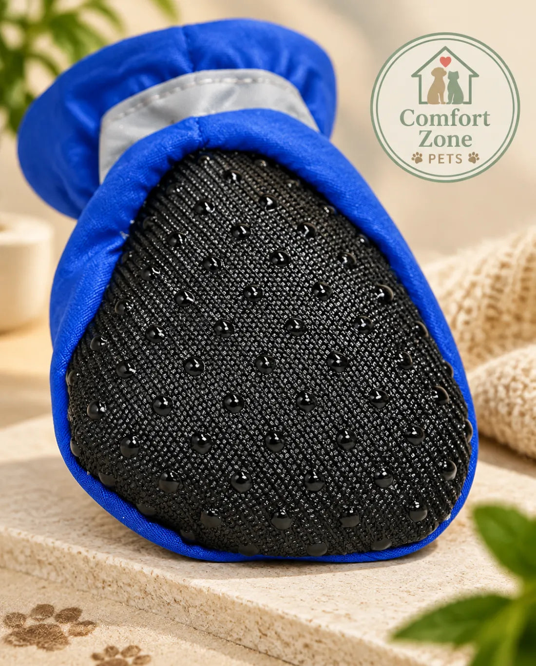 Blue non slip dog boots with waterproof paw protection for pets