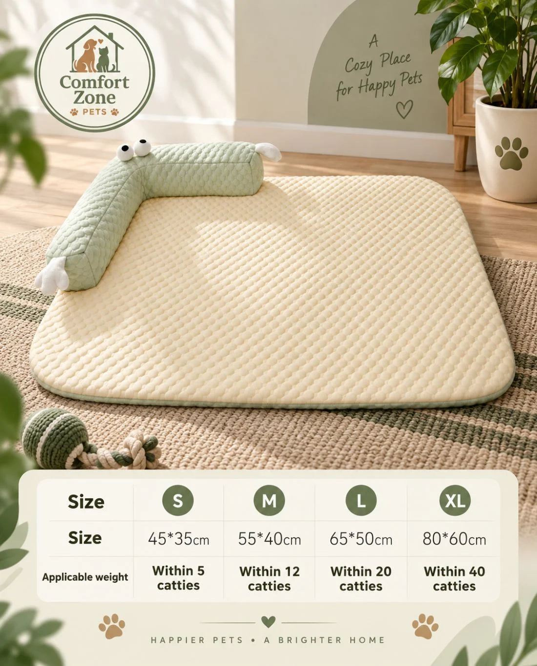 Breathable Cooling Dog Bed with Raised Bolster