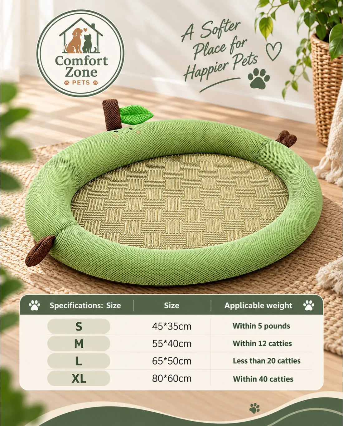Breathable Cooling Dog Bed with Raised Bolster