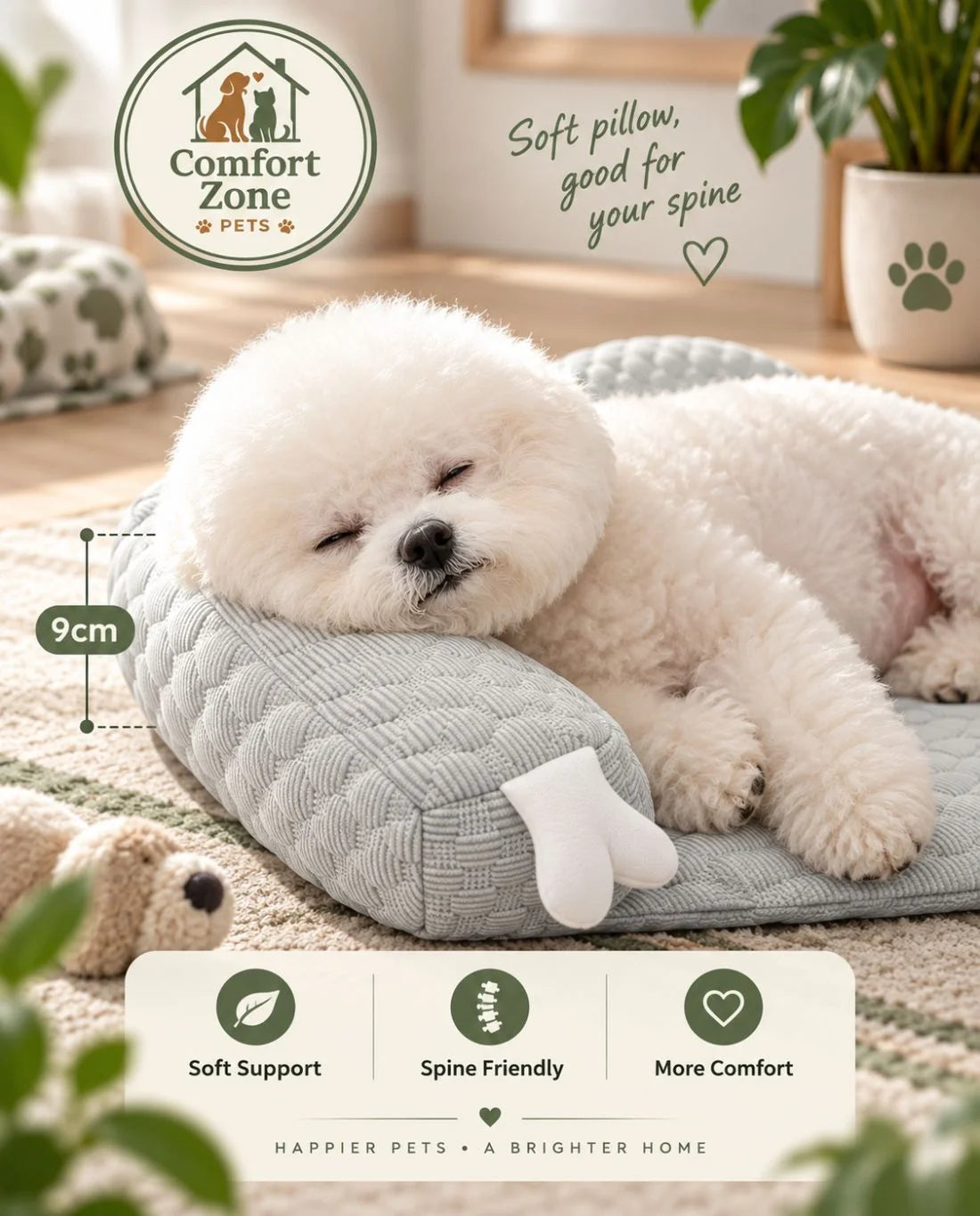 Breathable Cooling Dog Bed with Raised Bolster