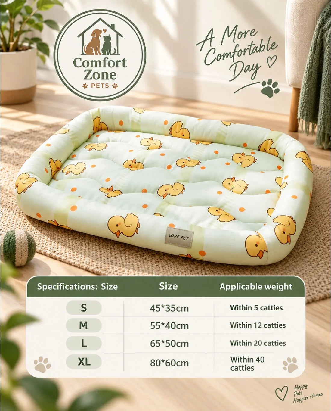 Breathable Cooling Dog Bed with Raised Bolster