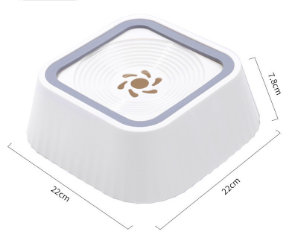 Angled view of large-capacity floating pet water bowl showing raised inner platform