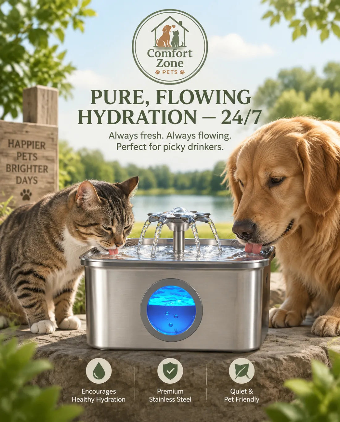 Cat water fountain with filtration system for clean and fresh pet hydration