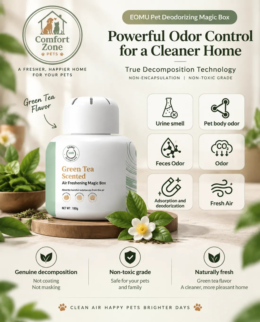 Comfort Zone Pets natural pet odor control home freshener solution designed to neutralize pet smells and refresh living spaces.