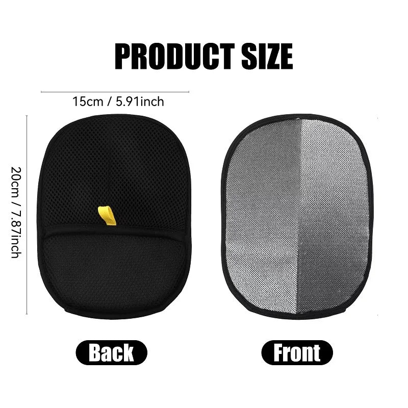 Comfort Zone Pets pet hair remover size chart showing front and back sides at 15 by 20 centimeters