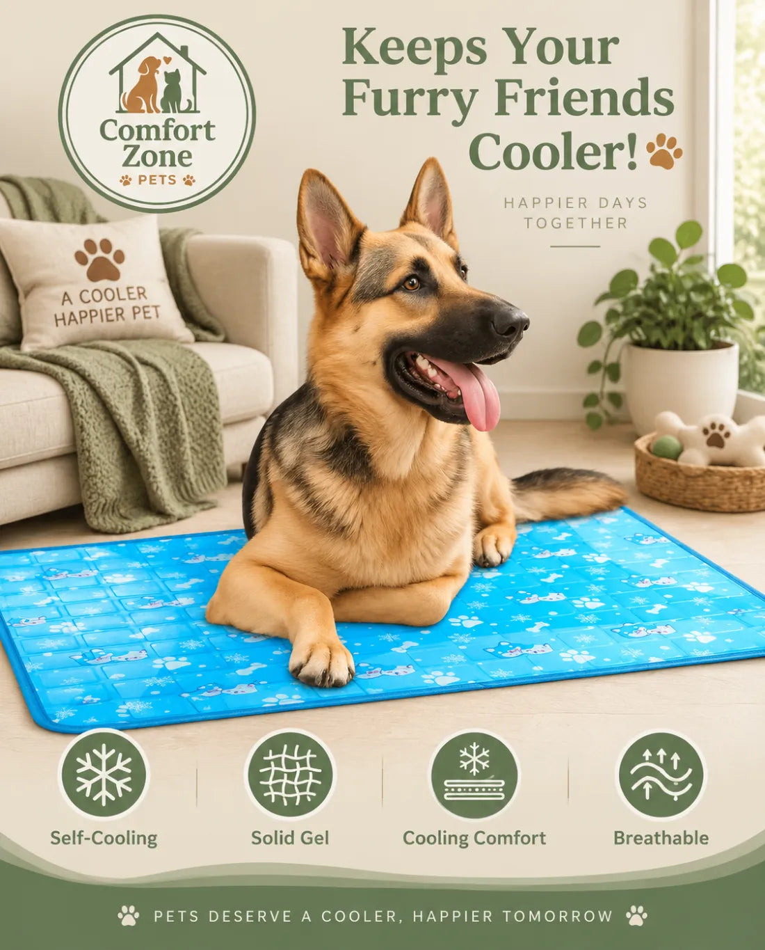 Self Cooling Gel Pet Mat for Dogs and Cats, Relaxing Cooling Bed Pad with Comfortable Surface for Hot Weather Relief