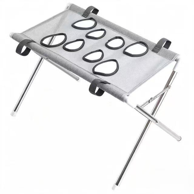 Grey foldable pet bathing table with stainless steel folding legs