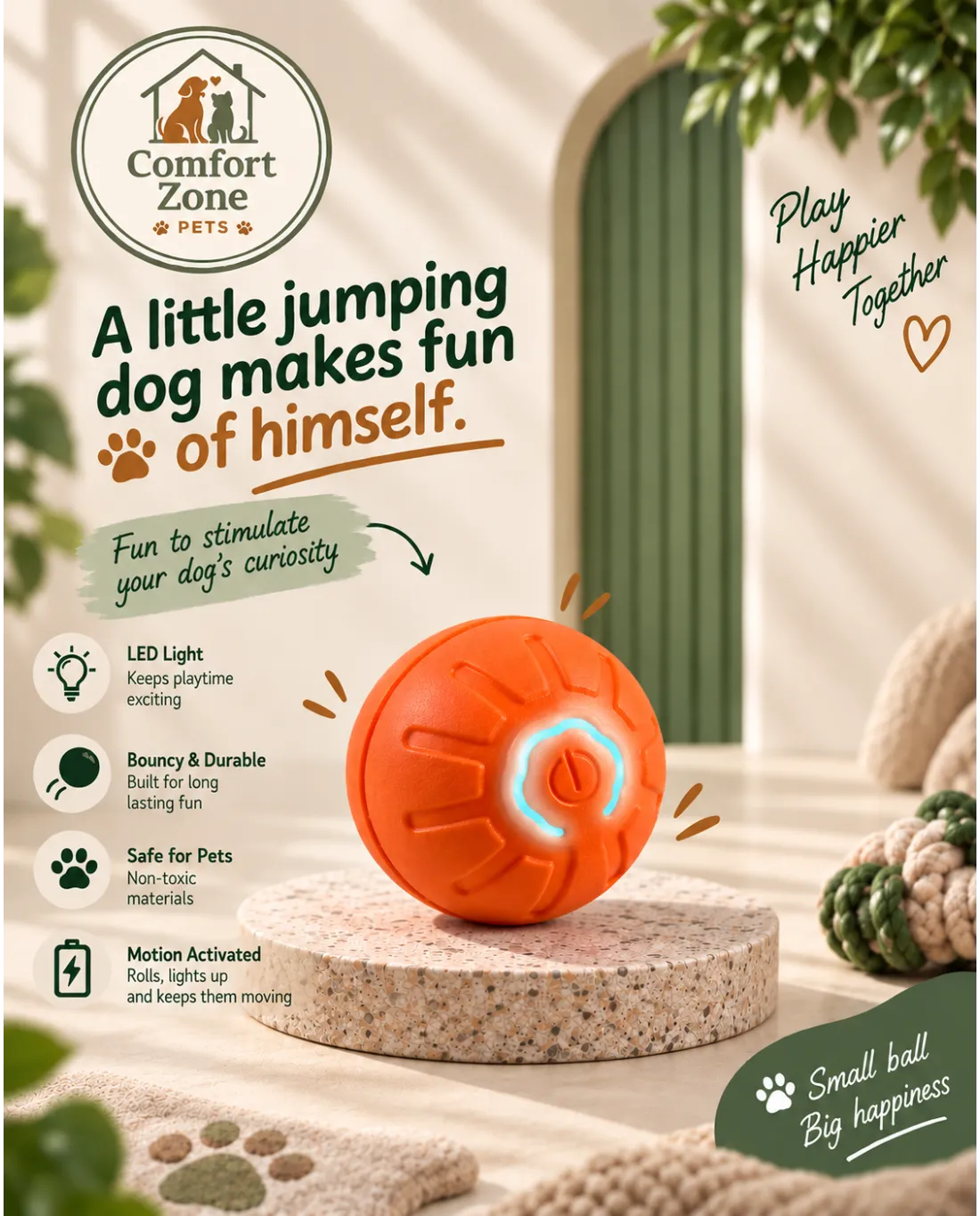 Interactive Gravity Jump Ball Toy for Dogs - Automatic Bouncing Play Toy