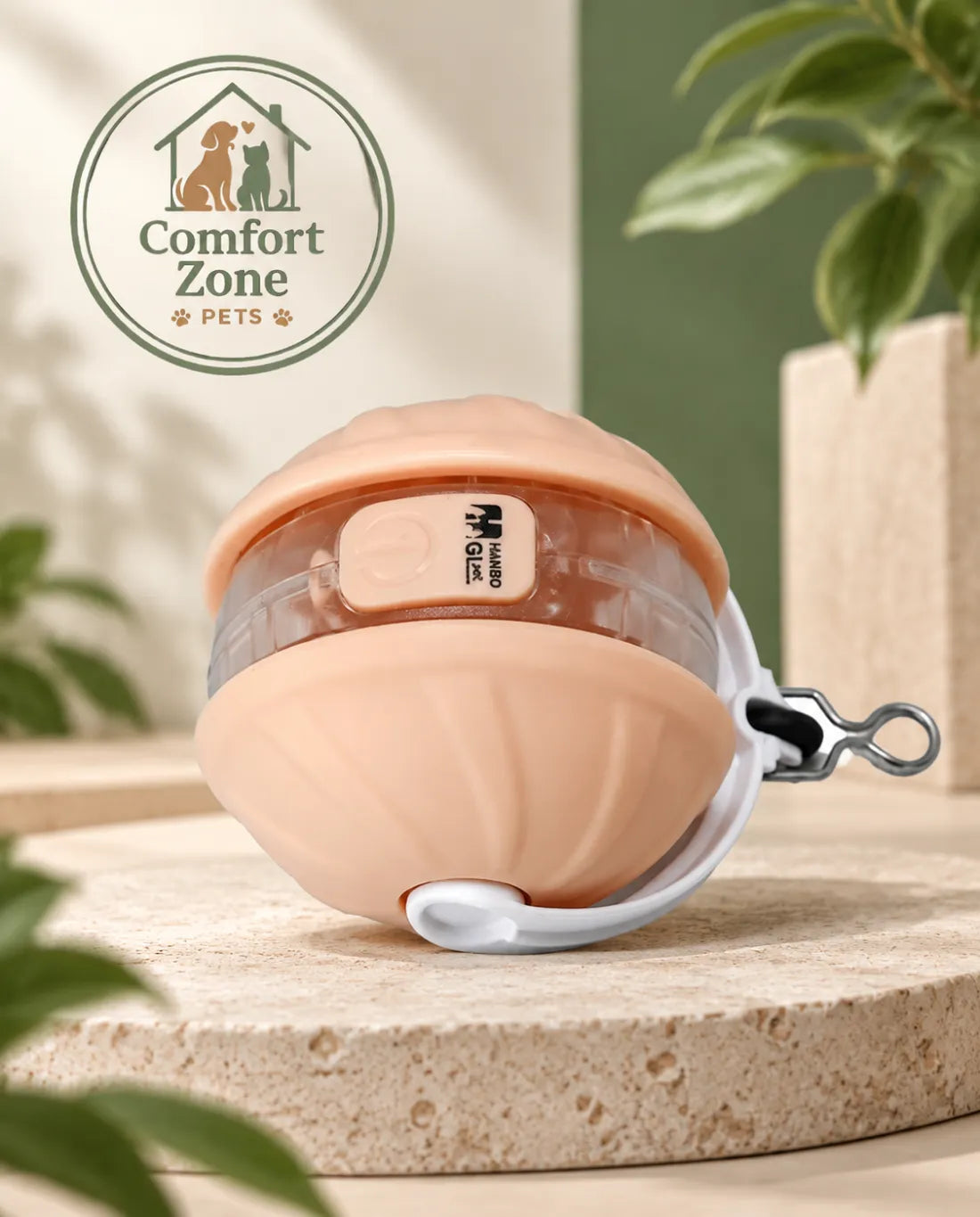 Pastel orange automatic cat ball toy with smart rolling movement and modern pet-friendly design.