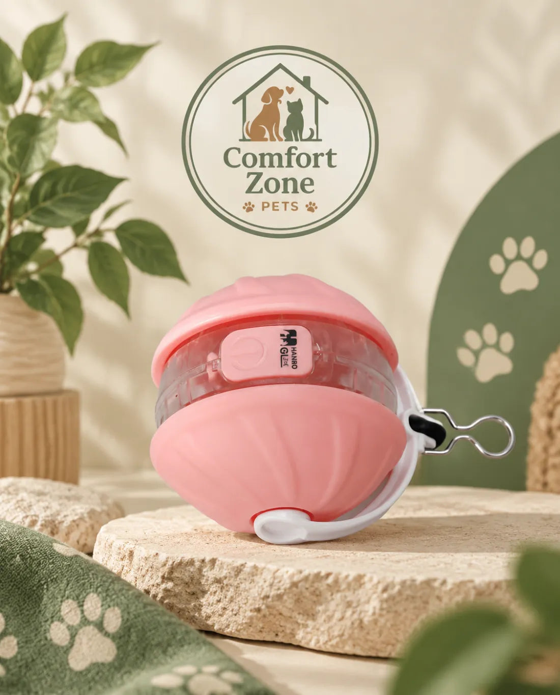 Pastel pink automatic cat ball toy featuring interactive movement and engaging play design.