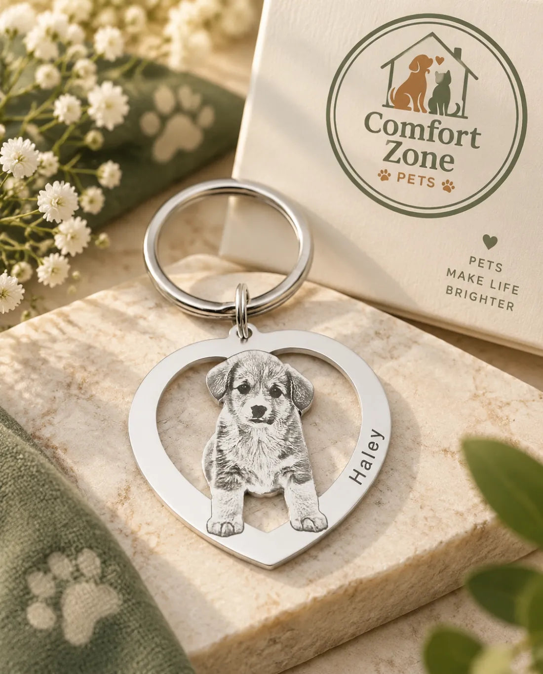 Personalized Animal Memorial Keychain with Custom Pet Photo Engraving, Heartfelt Keepsake Gift for Pet Loss Remembrance