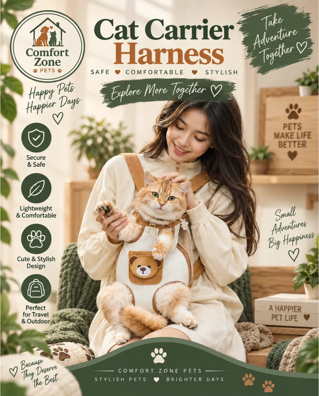 Pet Front Carrier Bag for Cats & Dogs - Legs Out Backpack Style