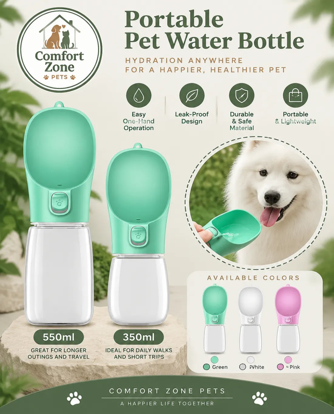 Foldable bowl dog water bottle for easy travel hydration and outdoor pet care