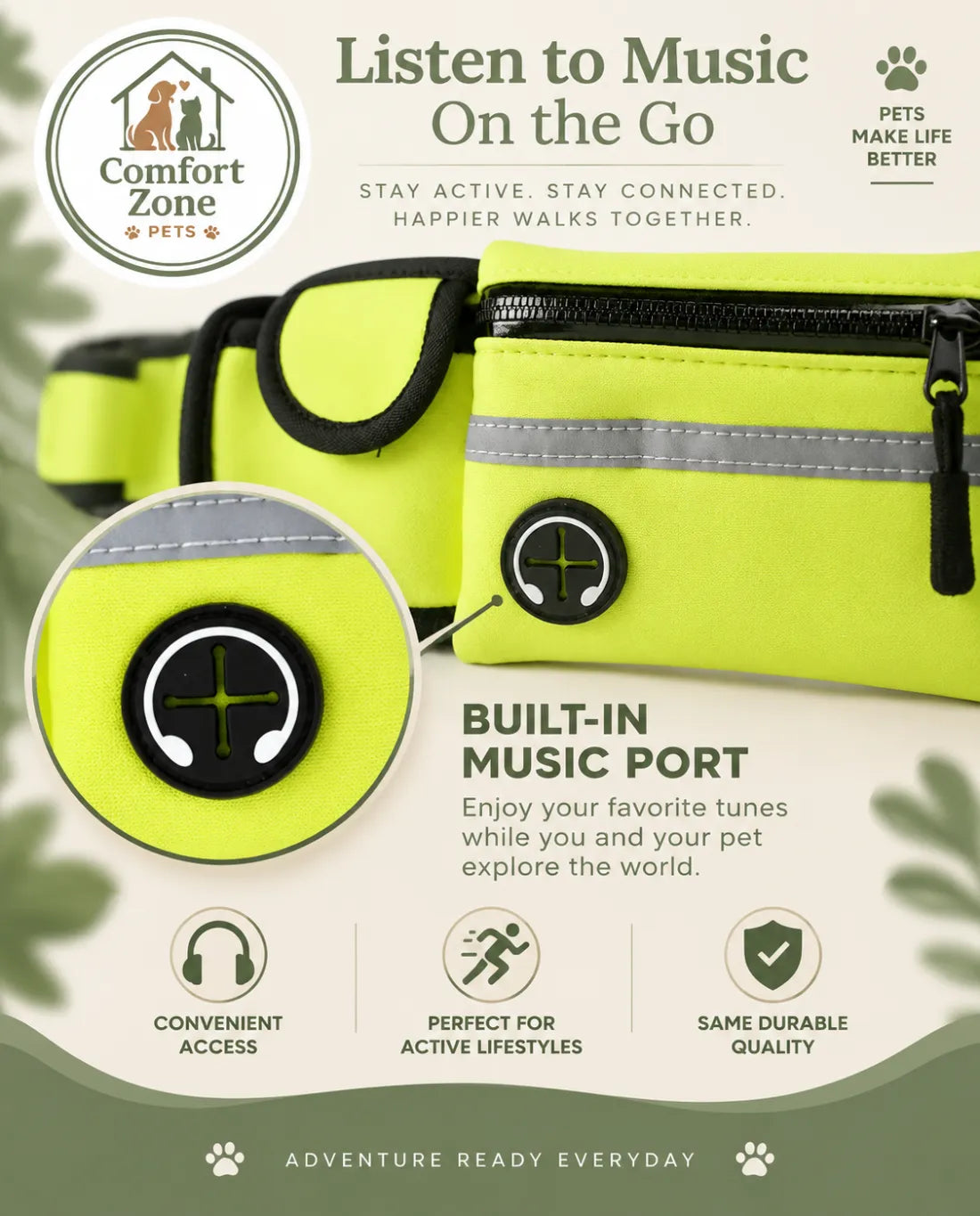 Hands-Free Reflective Dog Leash with Waist Bag