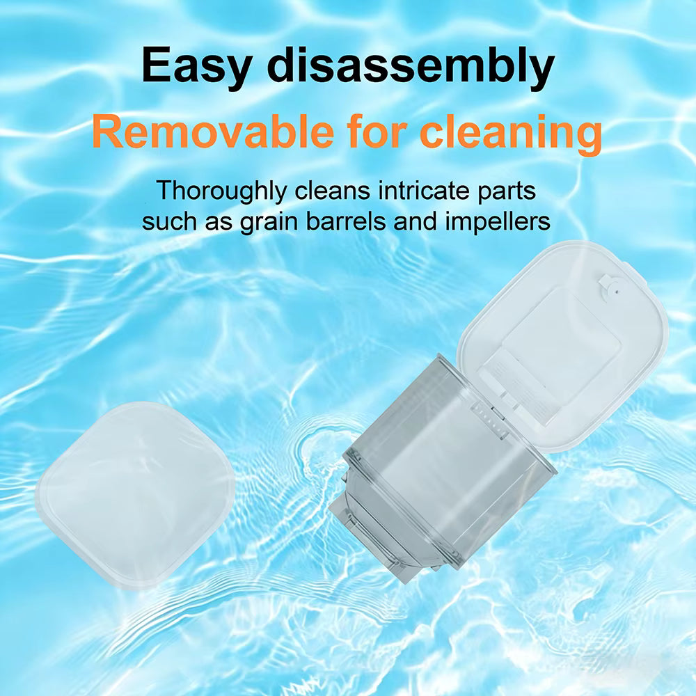 Removable food container and lid from automatic pet feeder for easy cleaning